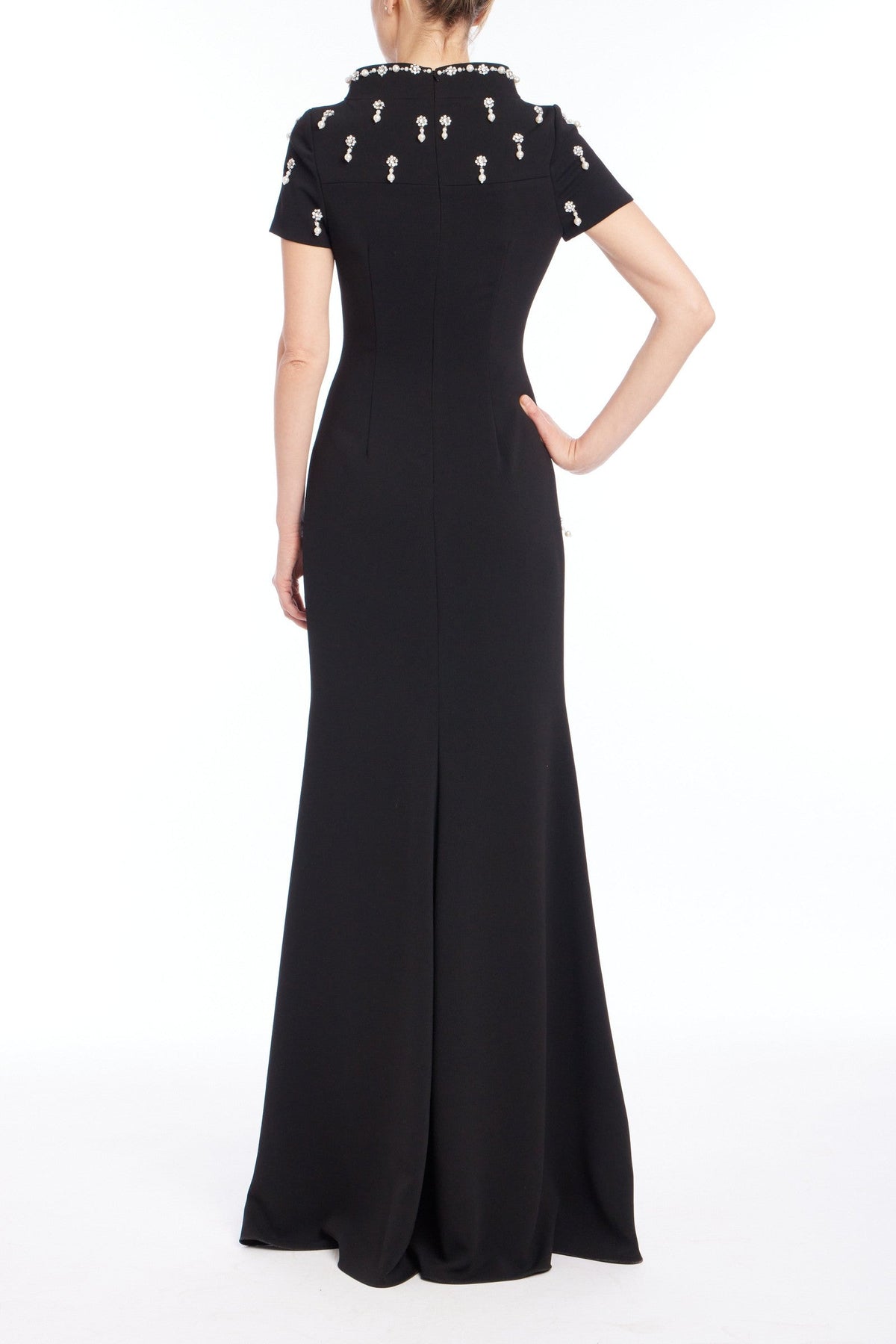 Cap Sleeve Beaded Gown