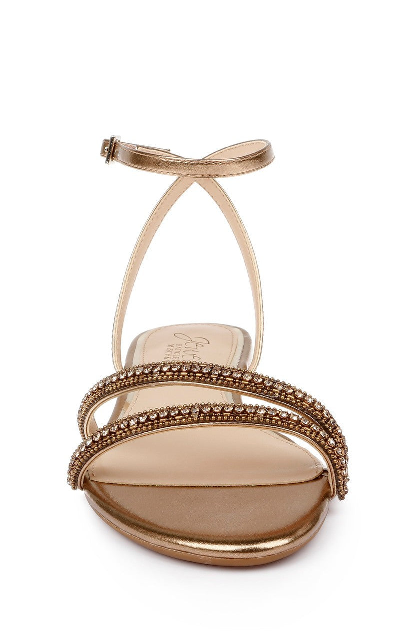Roslyn Metallic Flat Sandal with Crystals
