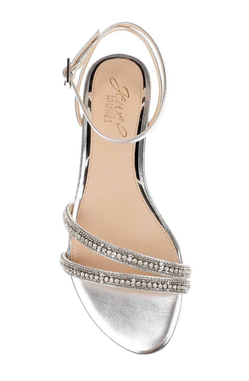 Roslyn Metallic Flat Sandal with Crystals