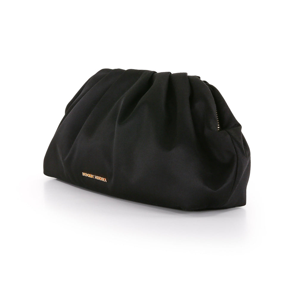Audrey Silk Satin Zipper Top Pouch Clutch