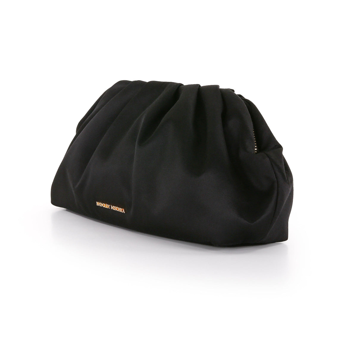 Audrey Silk Satin Zipper Top Pouch Clutch