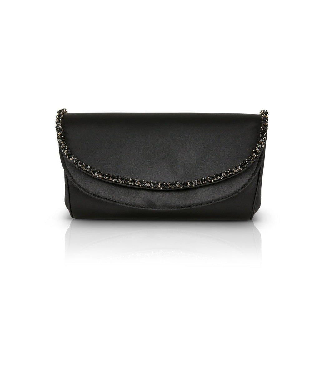 Talia Satin Double Flap Clutch with Crystal Trim