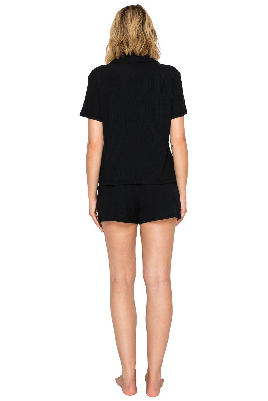 Yummy Modal Blend Rib Button-Up Short Pajama Set