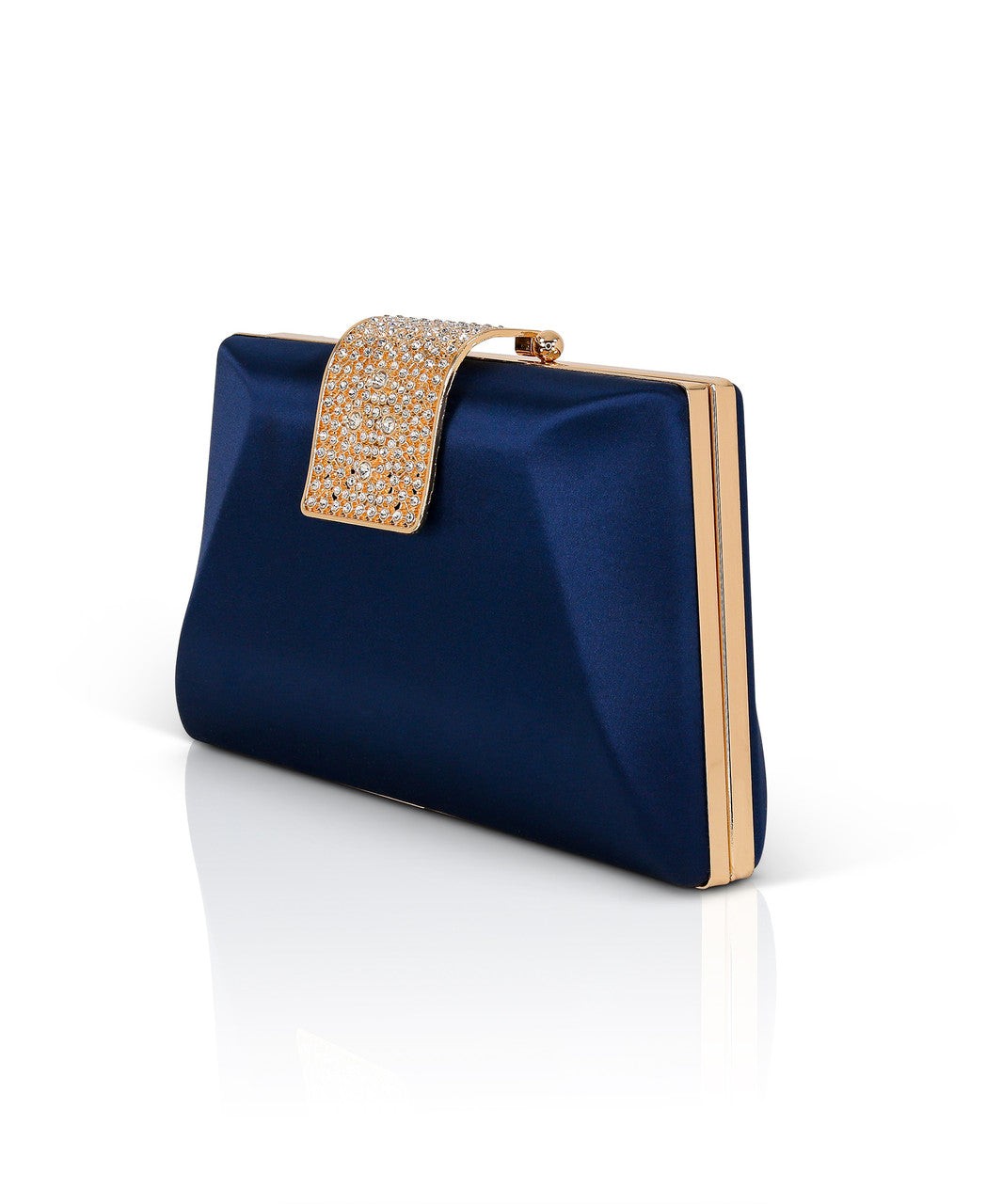 Amira Satin Faceted Trapezoid Minaudiere