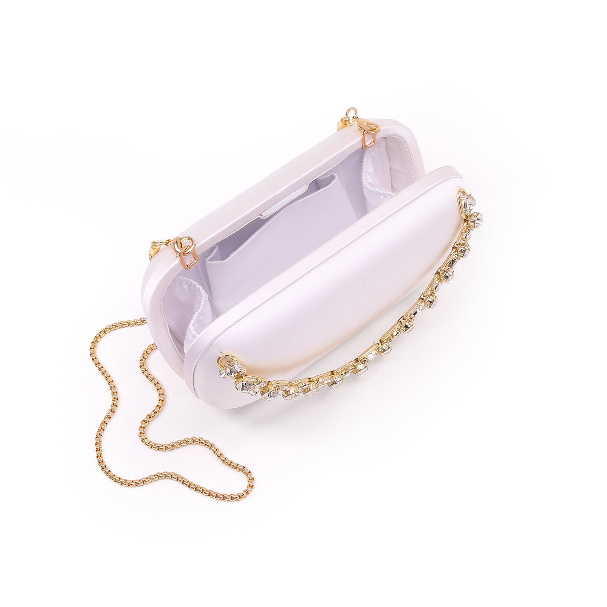 Celestine Satin Minaudiere with Crystal Necklace Handslip