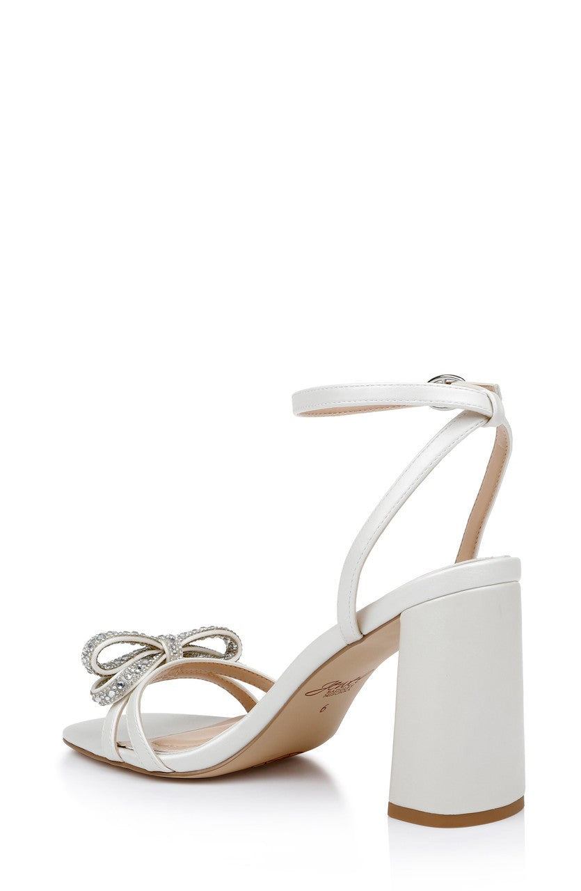 Hillary Block Heel Sandal with Rhinestone Bow