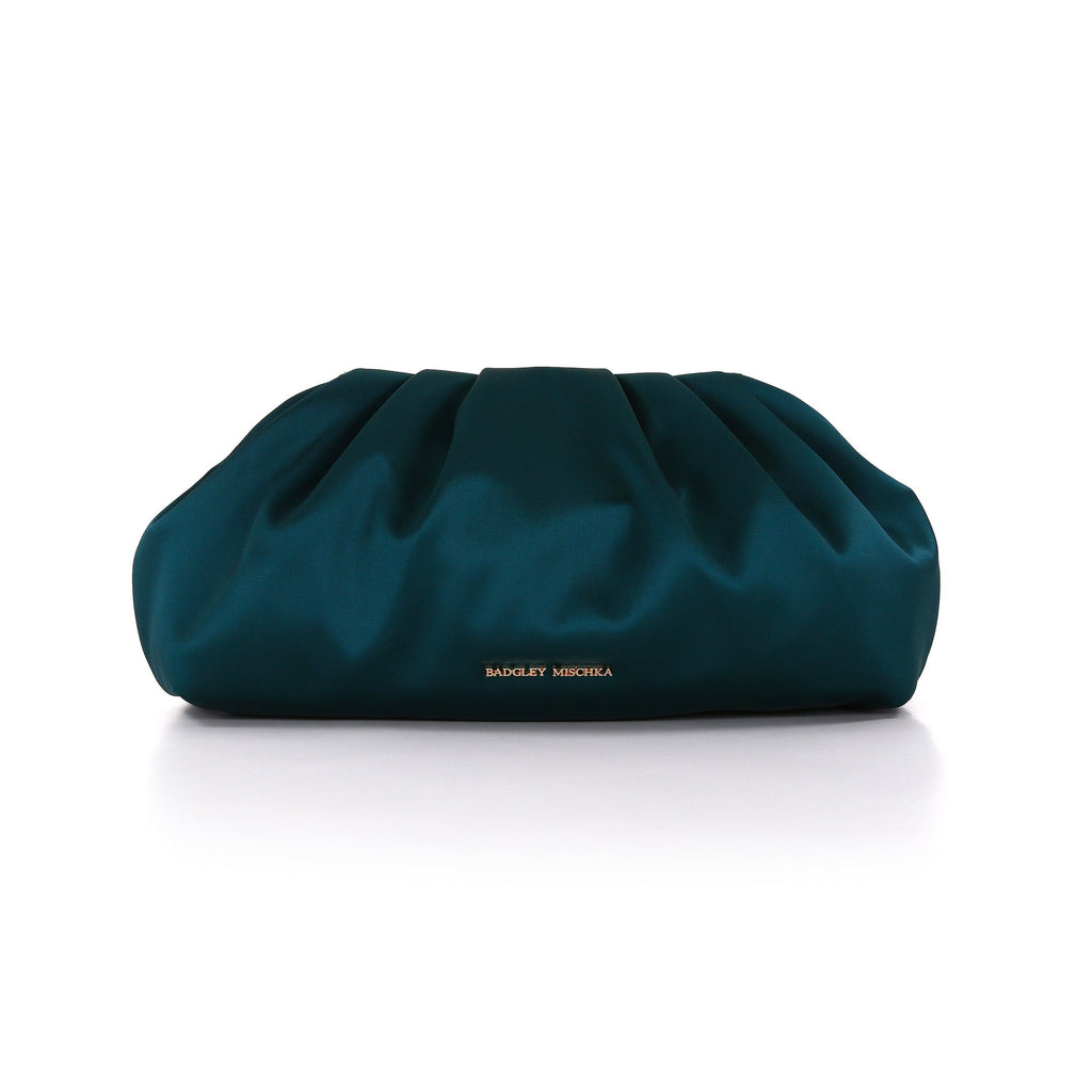 Audrey Silk Satin Zipper Top Pouch Clutch