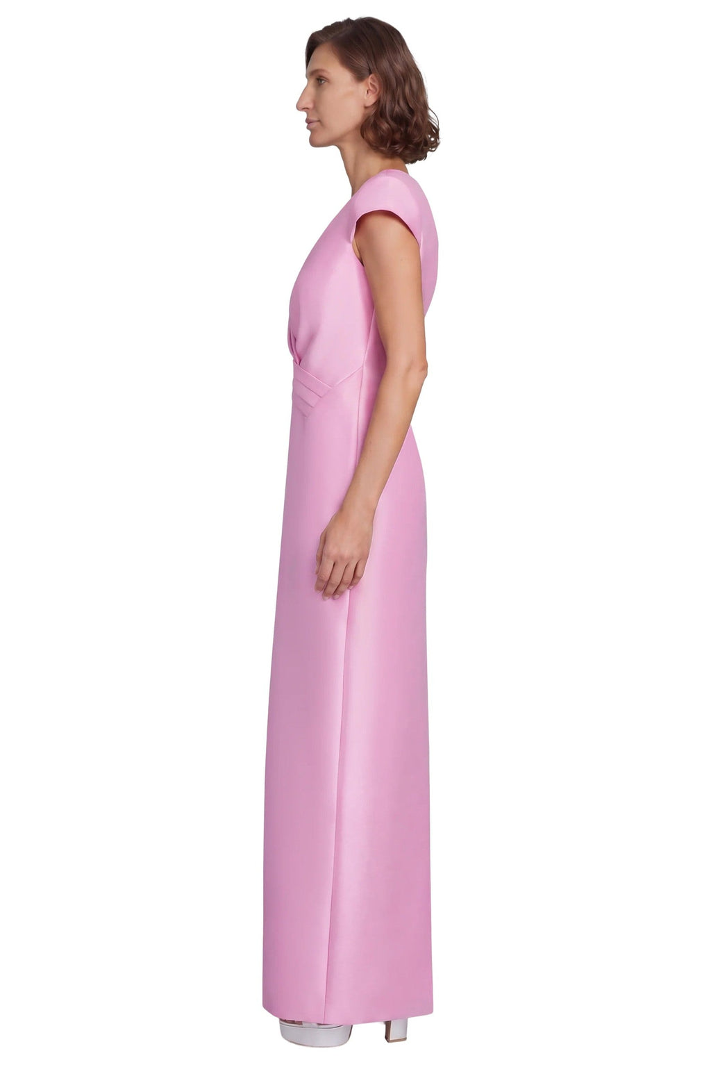 Cap Sleeve V-Neck Column Gown