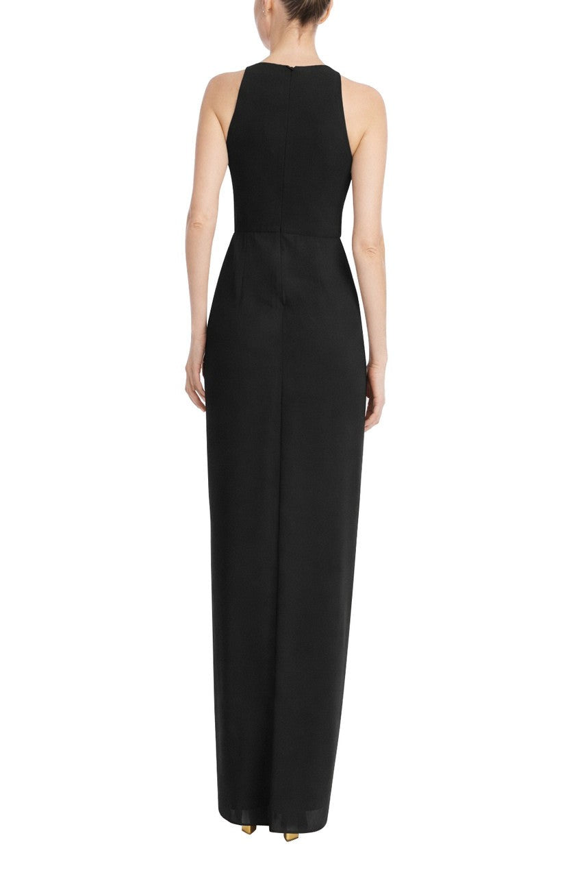 Sleeveless V-Neck Gown with 3D Rosette Ruffle