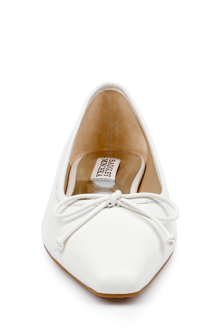 Cam Pointed Toe Leather Flats with Bow