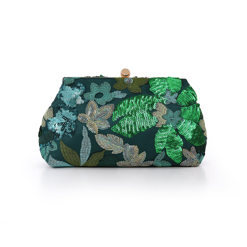 Elara Floral Sequin Pouch Clutch