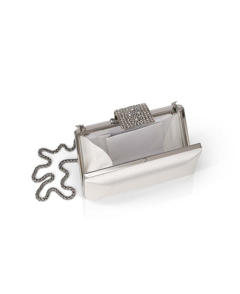 Amira Satin Faceted Trapezoid Minaudiere