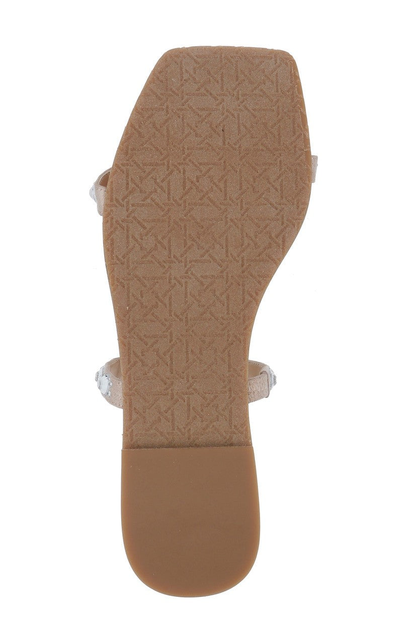 Honesty Flat Sandals with Gemstone-Studded Straps