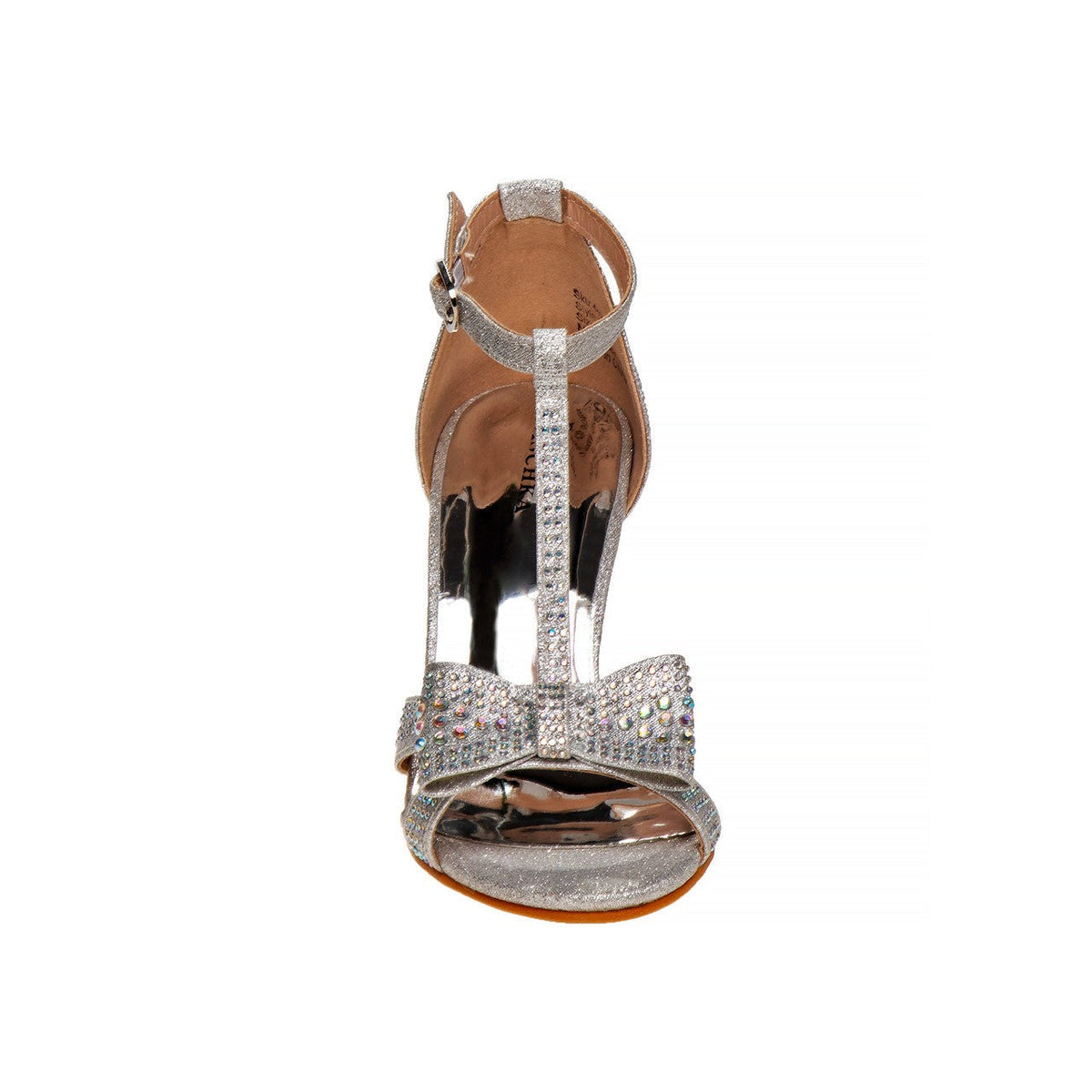 Metallic T-Strap Girls Shoe Heel