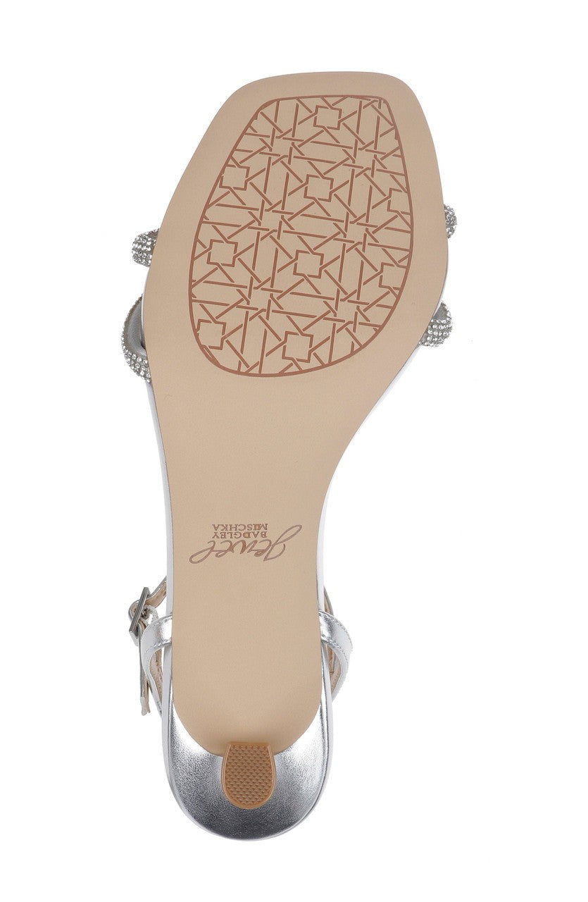 Maci Metallic Sandal with Rhinestone Knot Detail