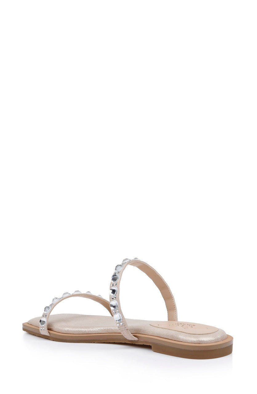 Honesty Flat Sandals with Gemstone-Studded Straps