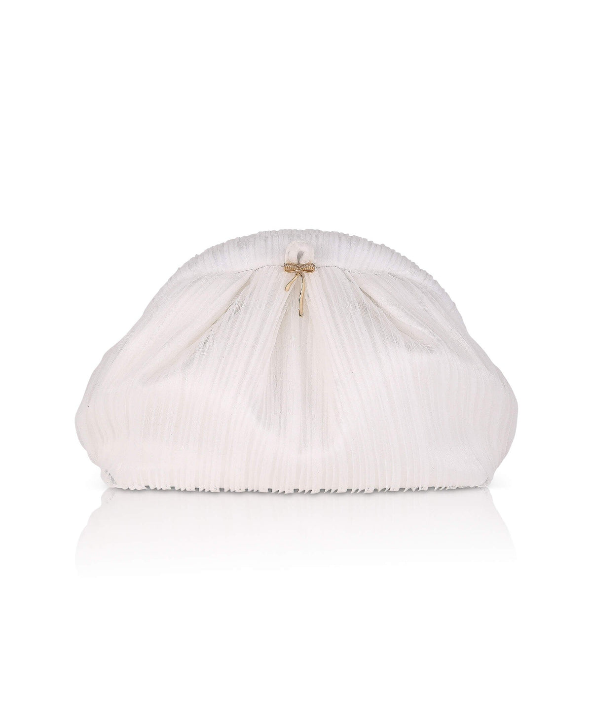 Vale Pleated Tulle and Satin Mini Pouch Clutch
