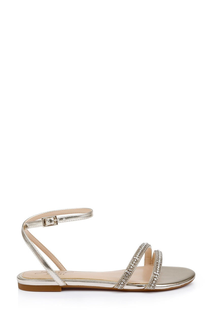 Roslyn Metallic Flat Sandal with Crystals
