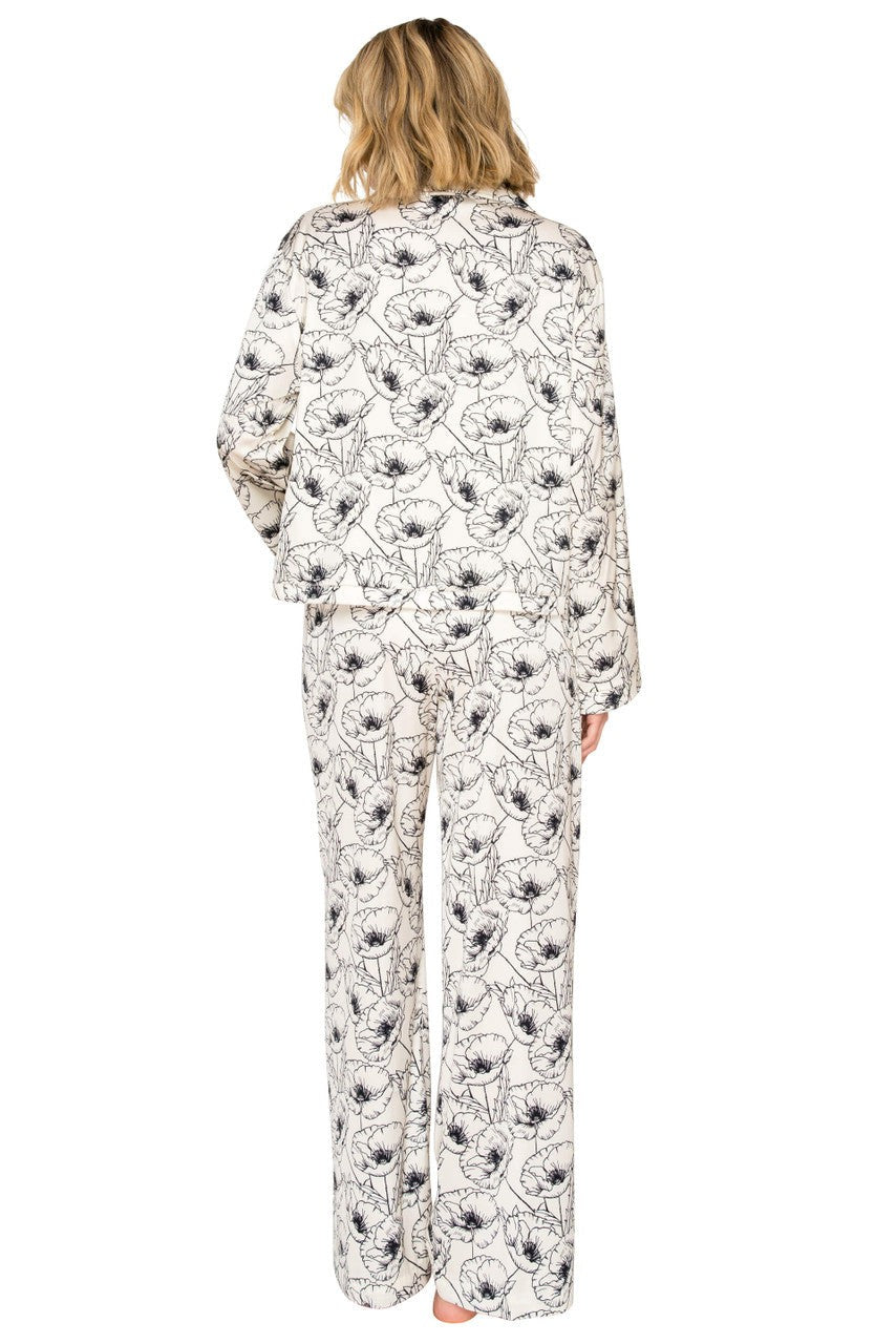 Luxe Floral Satin Long Sleeve & Wide Leg Pajama Set