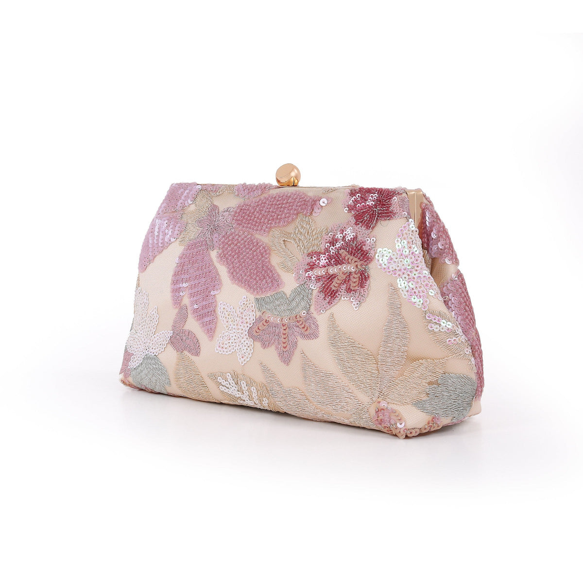 Elara Floral Sequin Pouch Clutch
