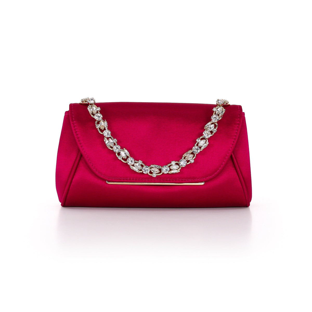 Seraphina Satin Clutch with Crystal Necklace Handslip