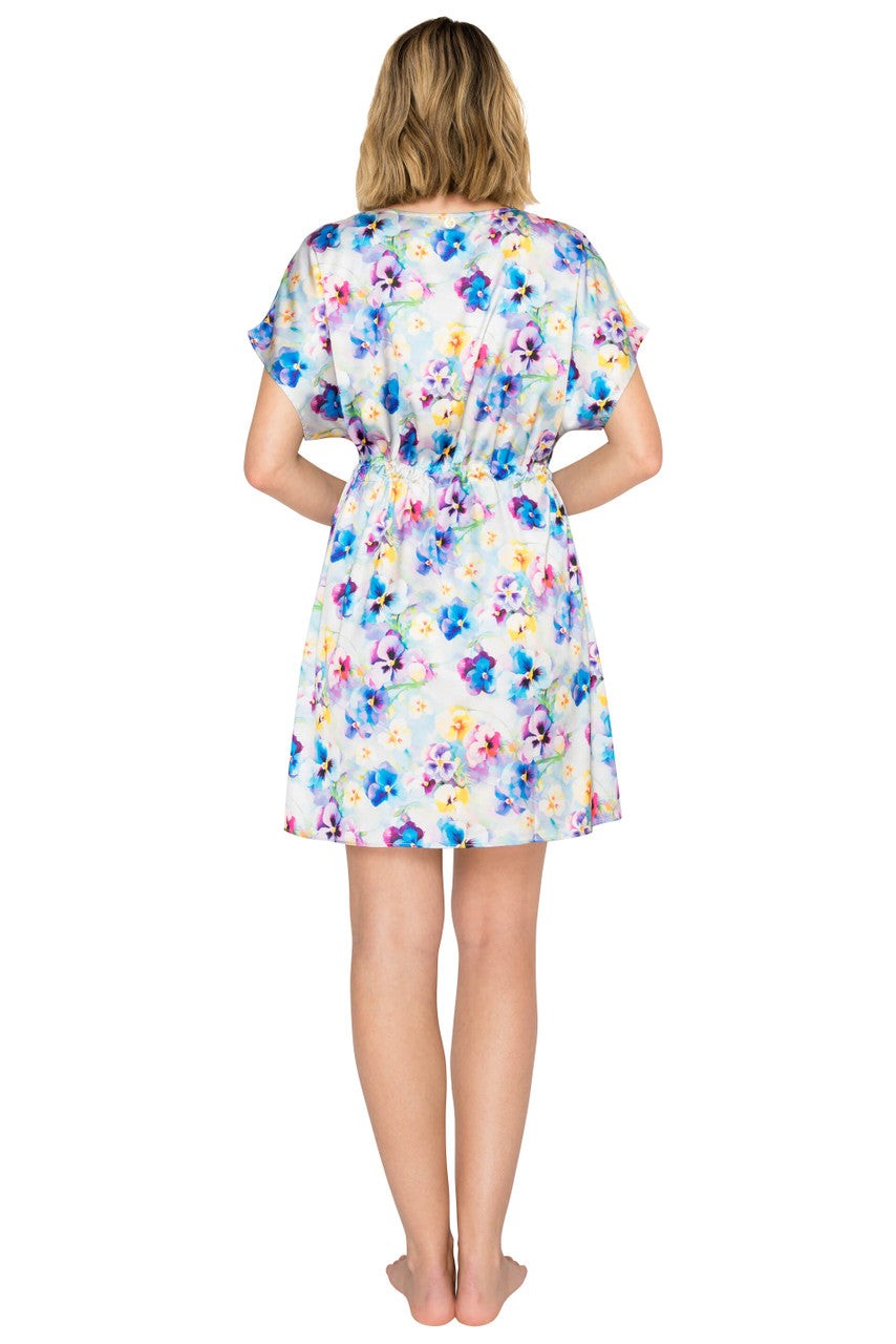 Luxe Floral Satin Dolman Short Kaftan