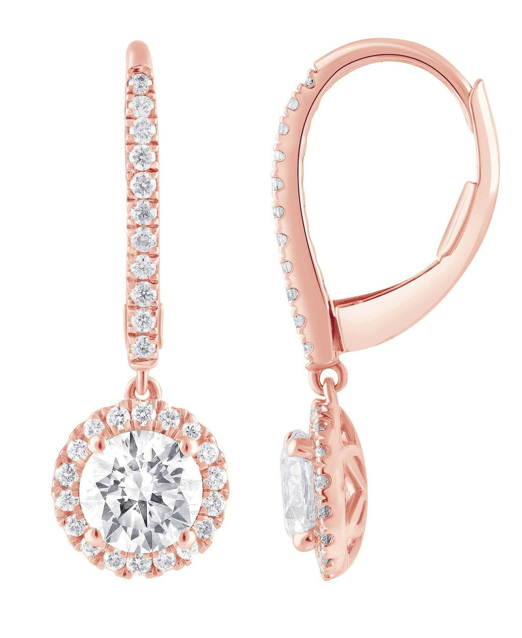 Diamond Halo Drop Earrings