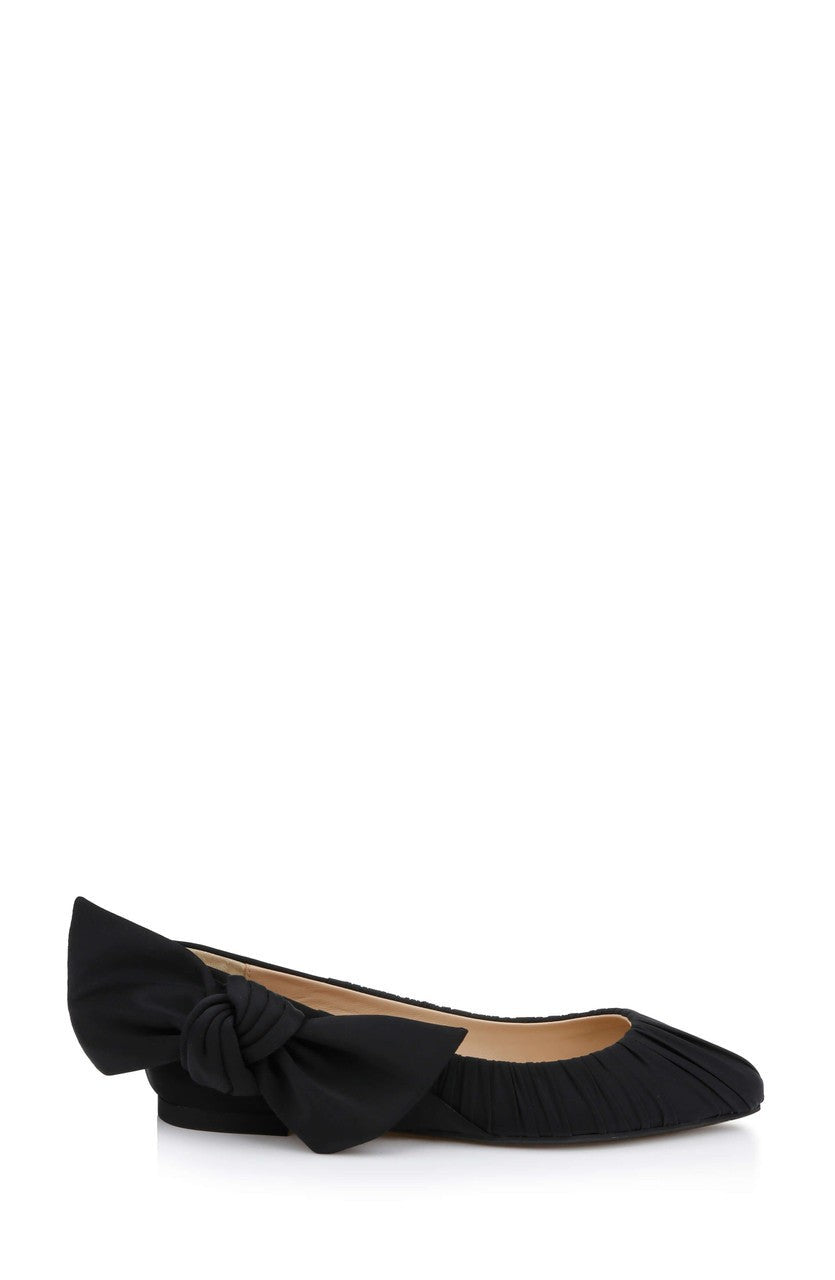 Vayln Ruched Ballet Flats with Oversized Bow