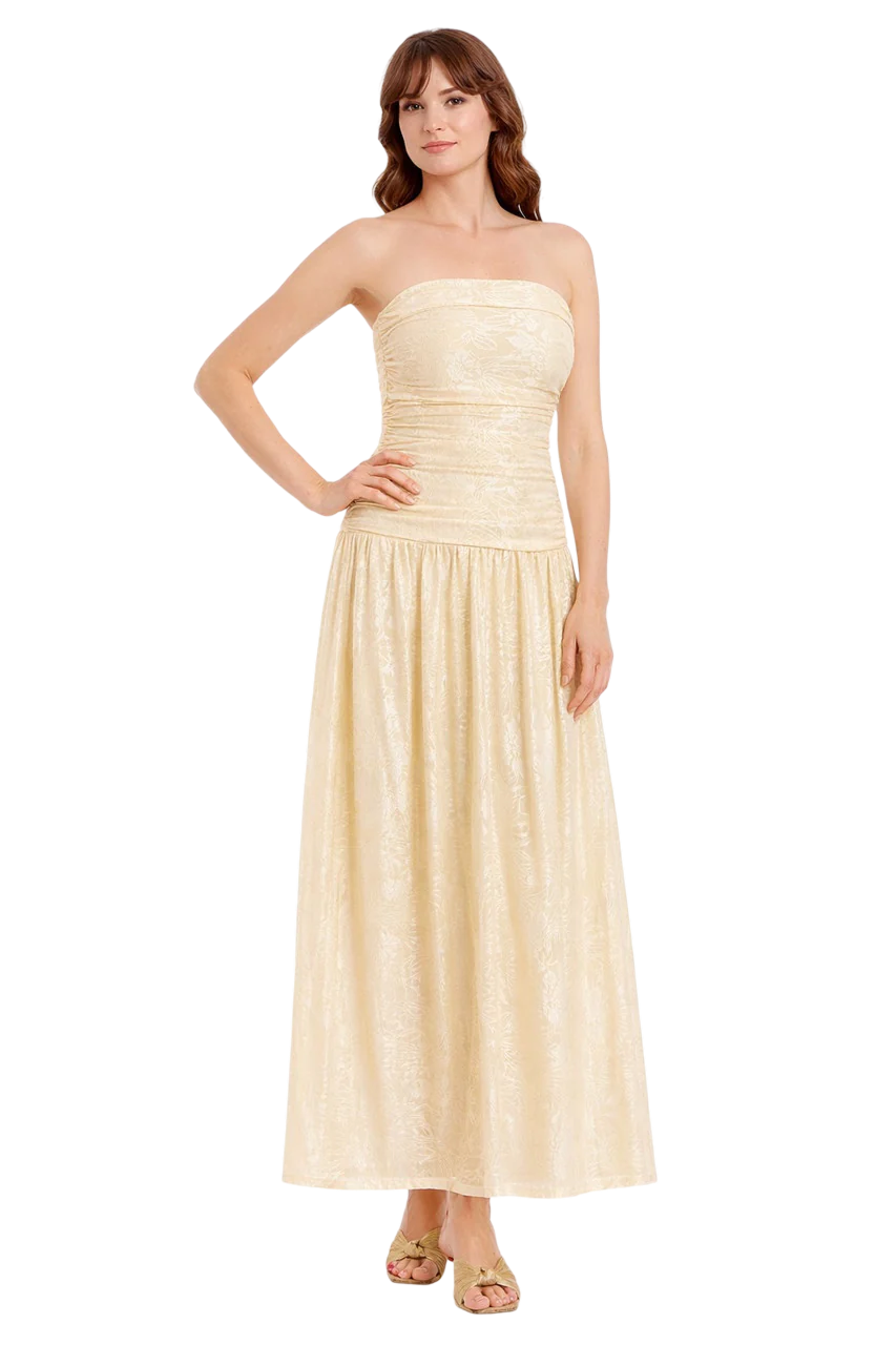 Natasha Floral Strapless Dropwaist Maxi Dress