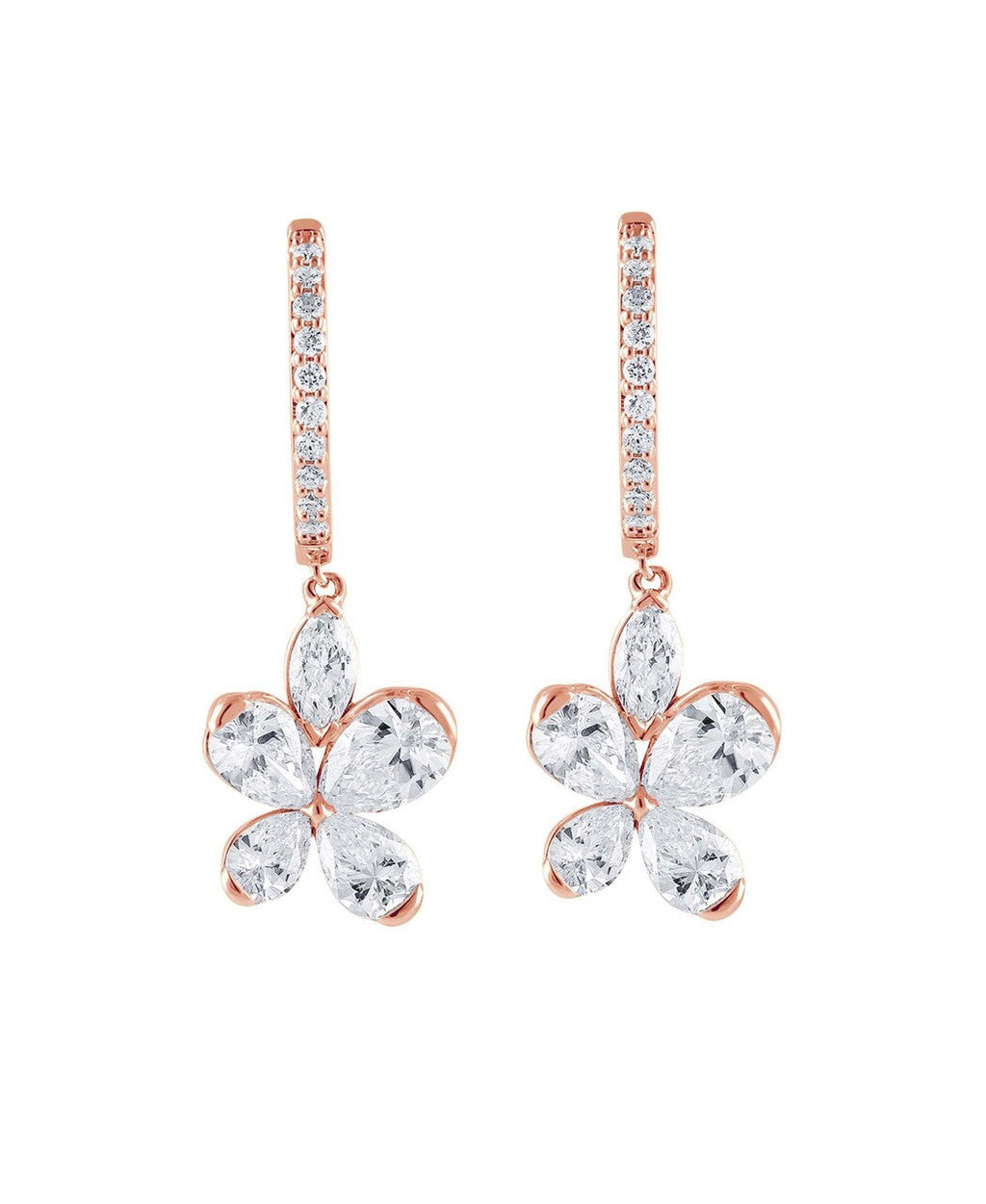 Diamond Butterfly Drop Hoop Earrings