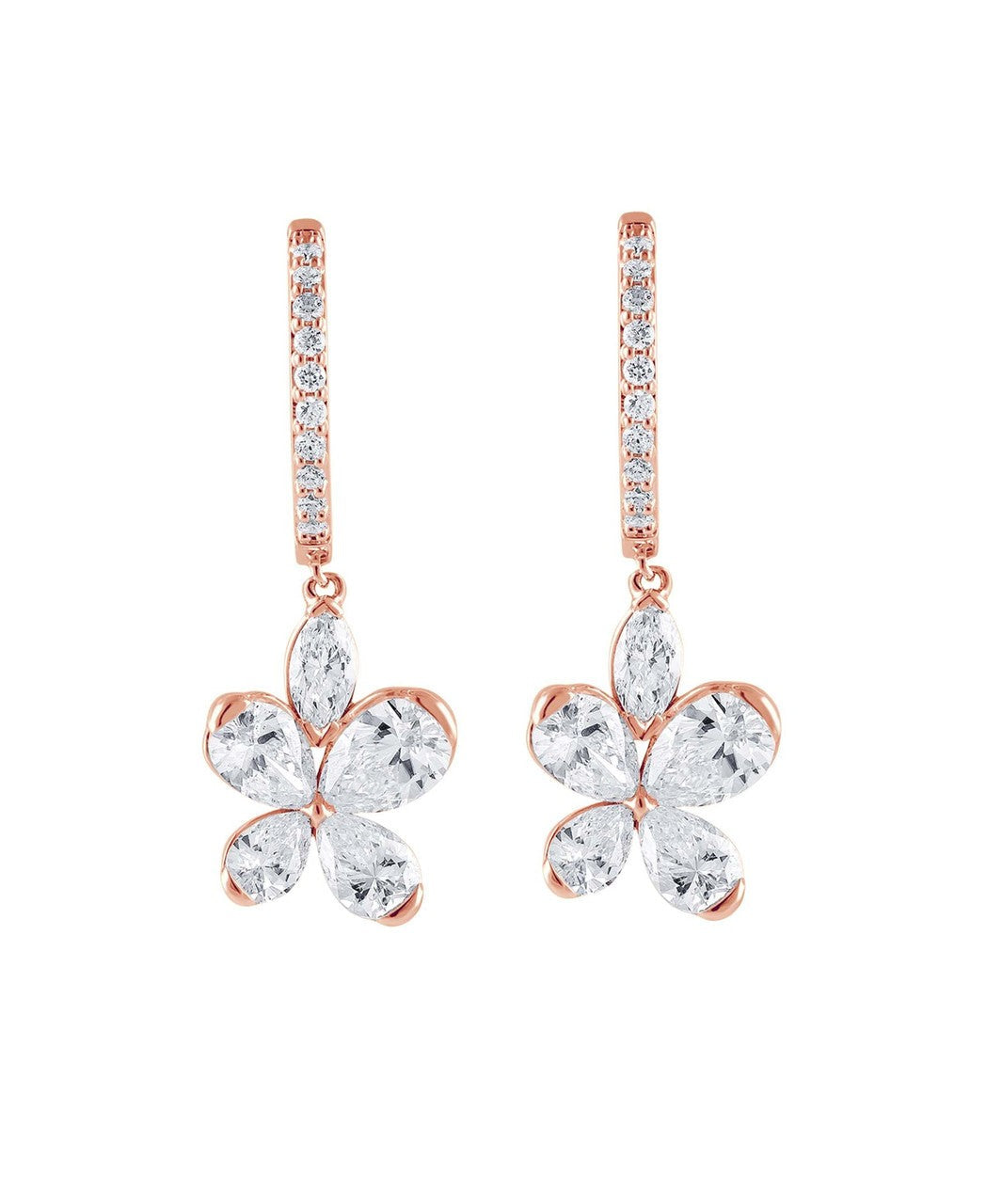 Diamond Butterfly Drop Hoop Earrings