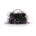 Raven Ostrich Feather Pouch Halfmoon Handle