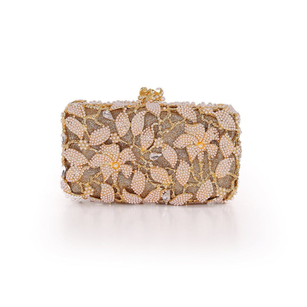 Adelaide Floral Vine Pearl and Crystal Beaded Minaudiere