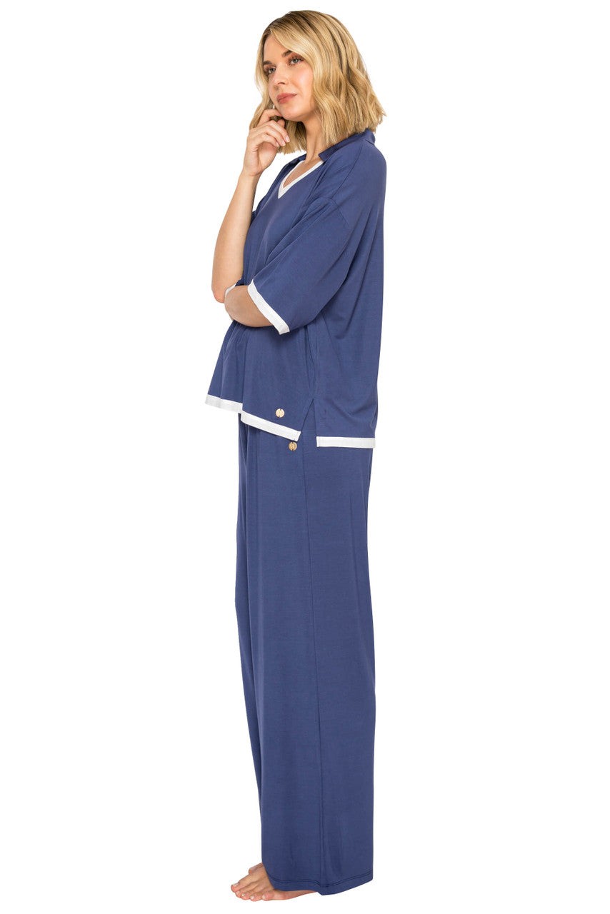 Yummy Modal Blend Short Sleeve & Wide Leg Pant Set