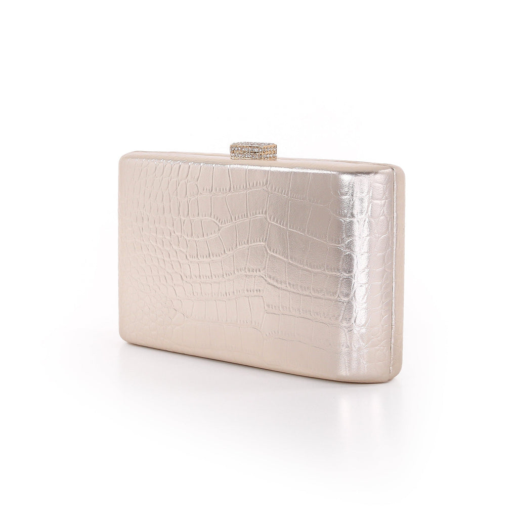 Cleo Croc Embossed Leather Minaudiere