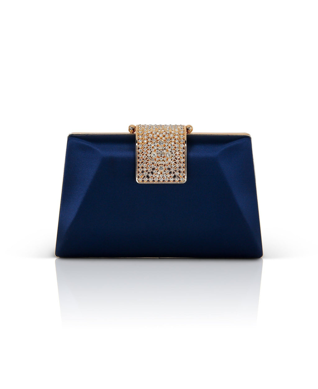 Amira Satin Faceted Trapezoid Minaudiere
