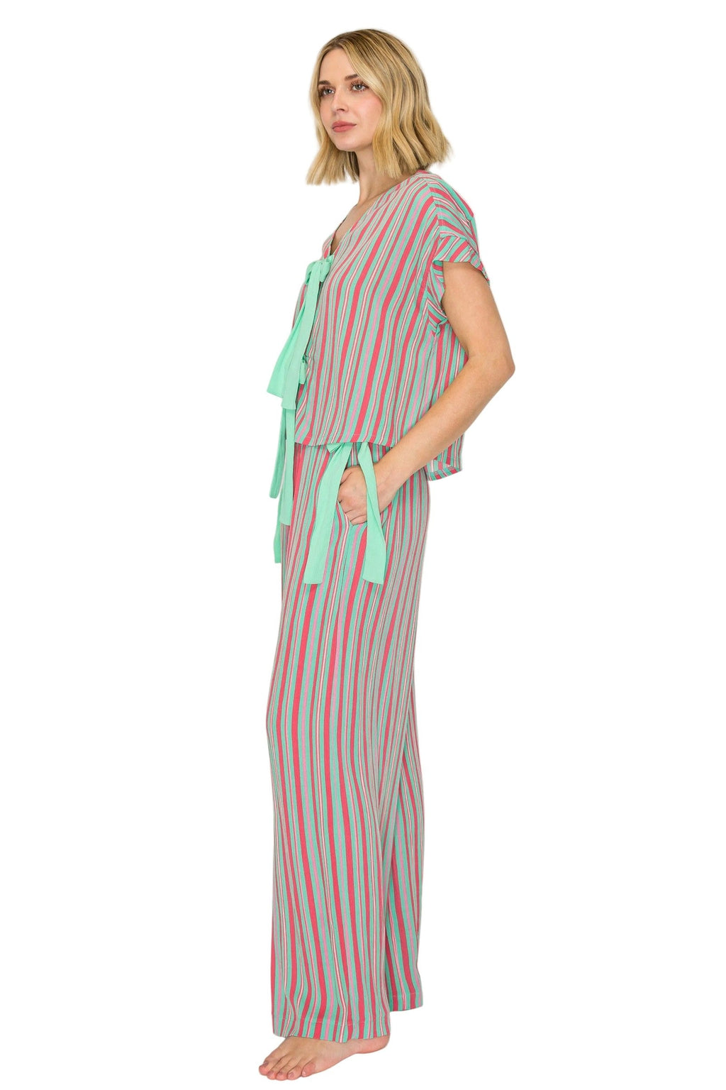 Luxe Crinkle Jersey Wide Leg Pajama Set