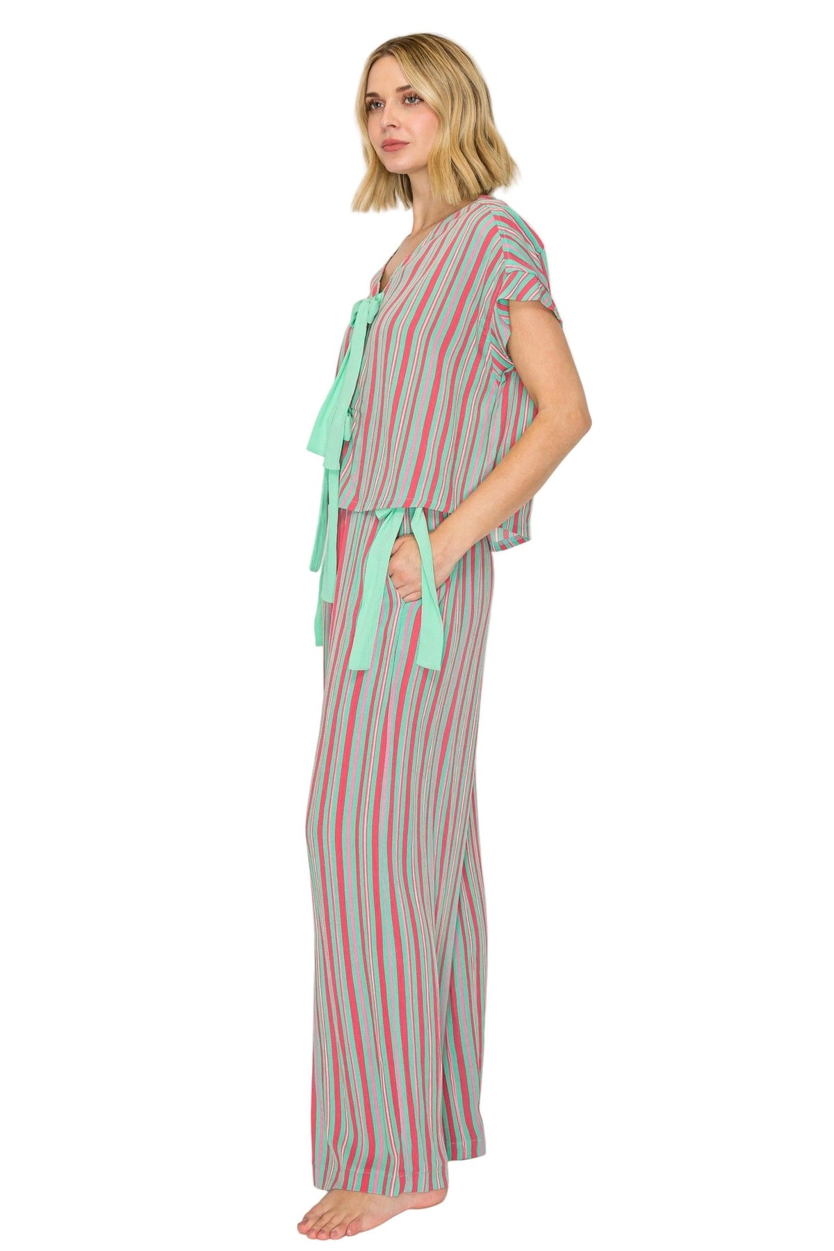 Luxe Crinkle Jersey Wide Leg Pajama Set