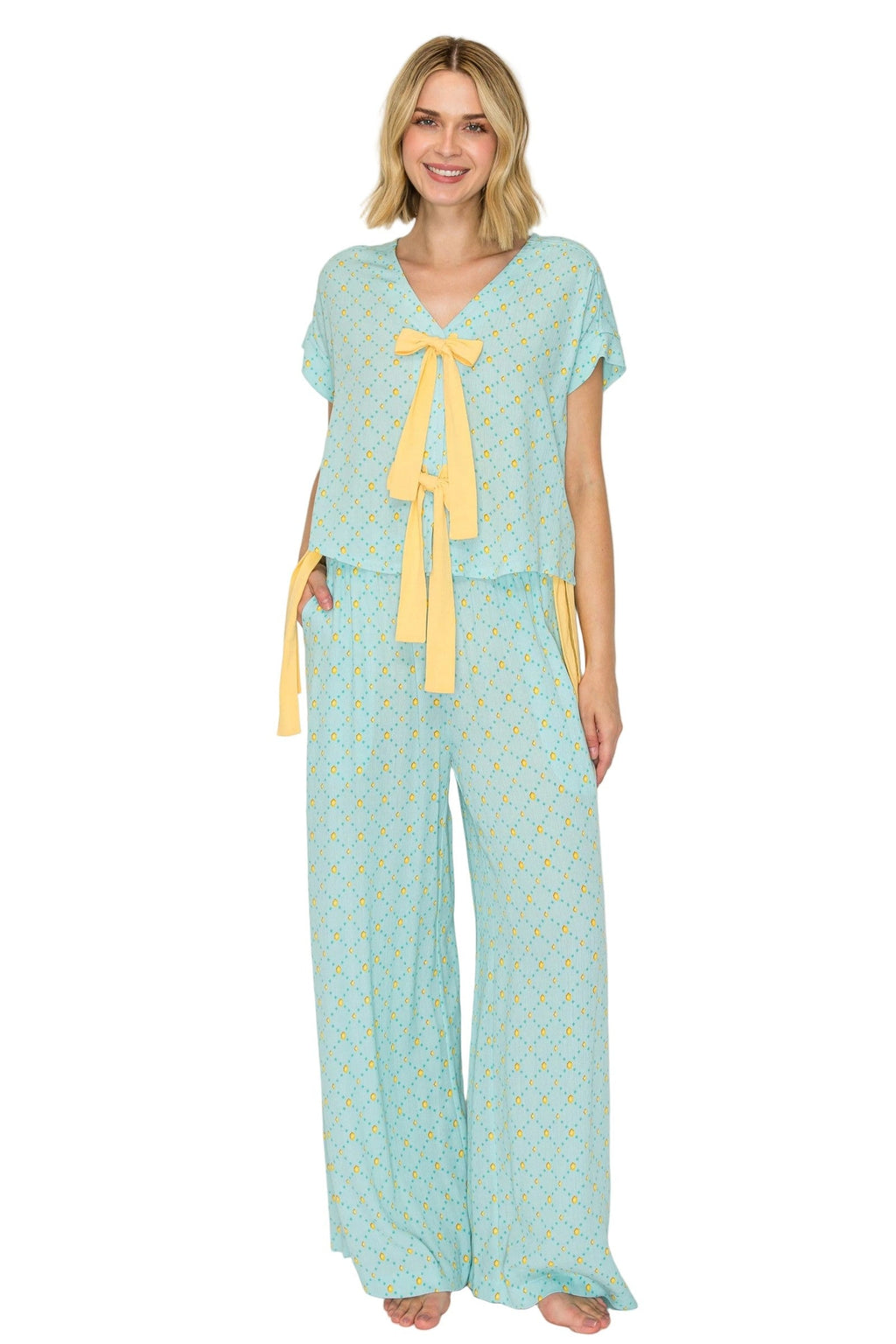 Luxe Crinkle Jersey Wide Leg Pajama Set