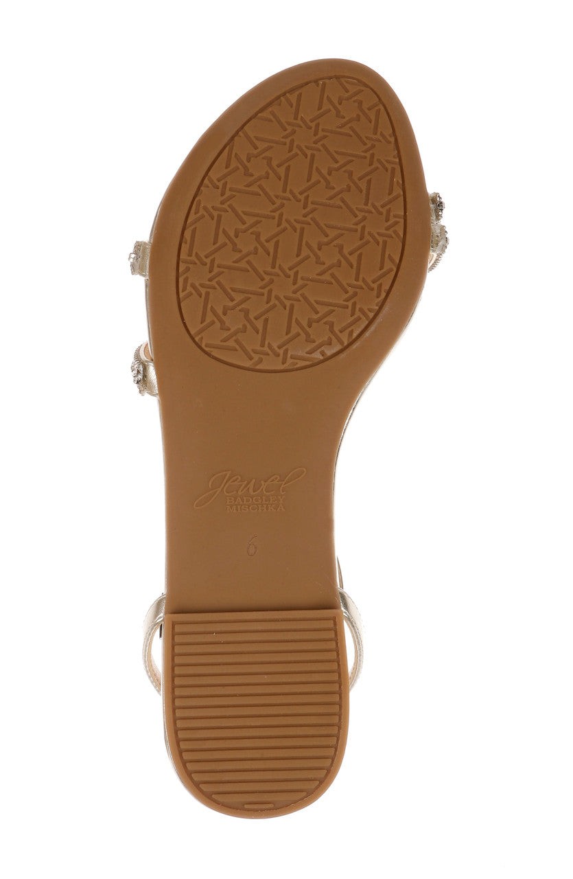 Roslyn Metallic Flat Sandal with Crystals
