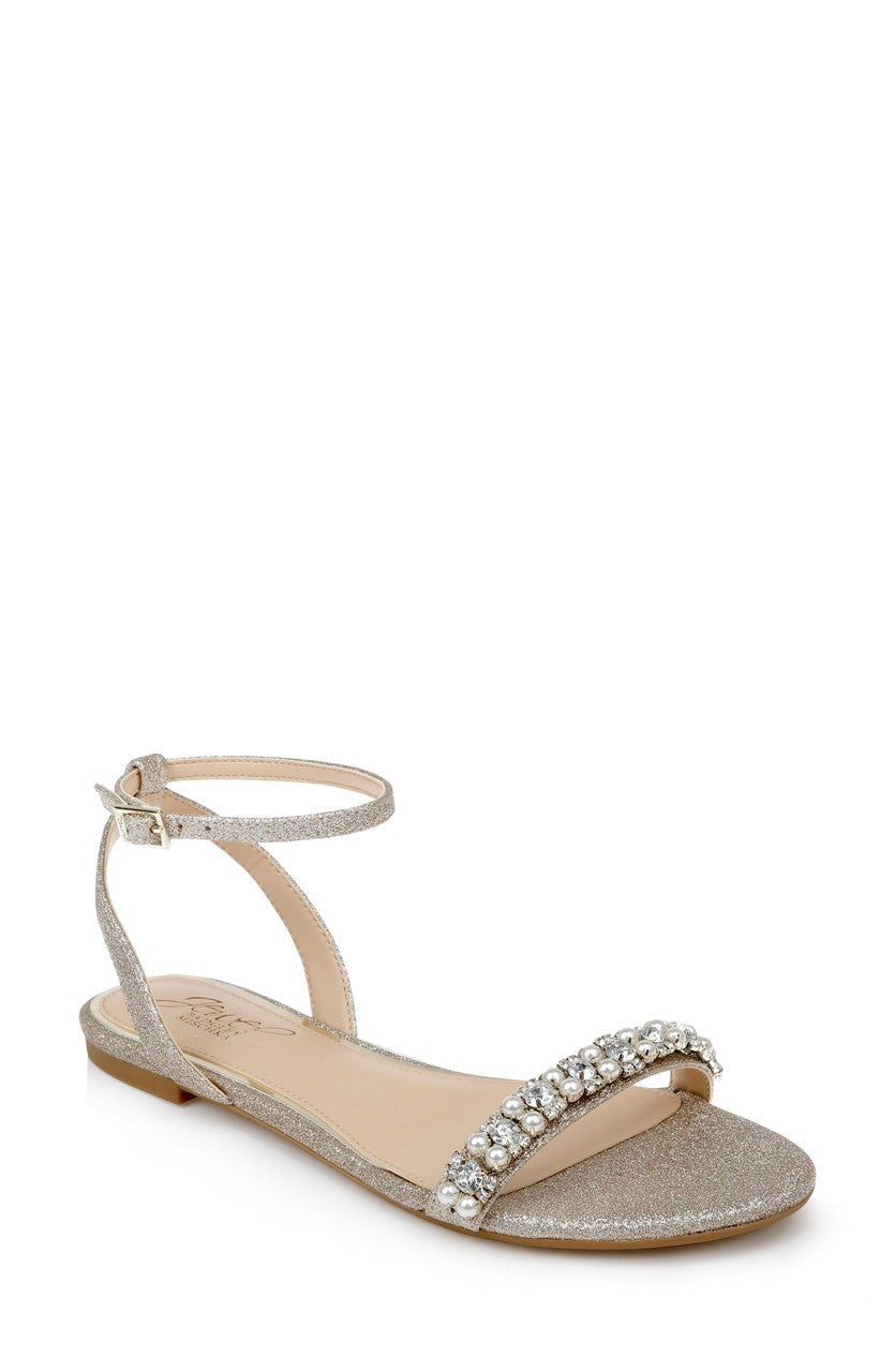 Daria Pearl and Crystal Flat Sandals