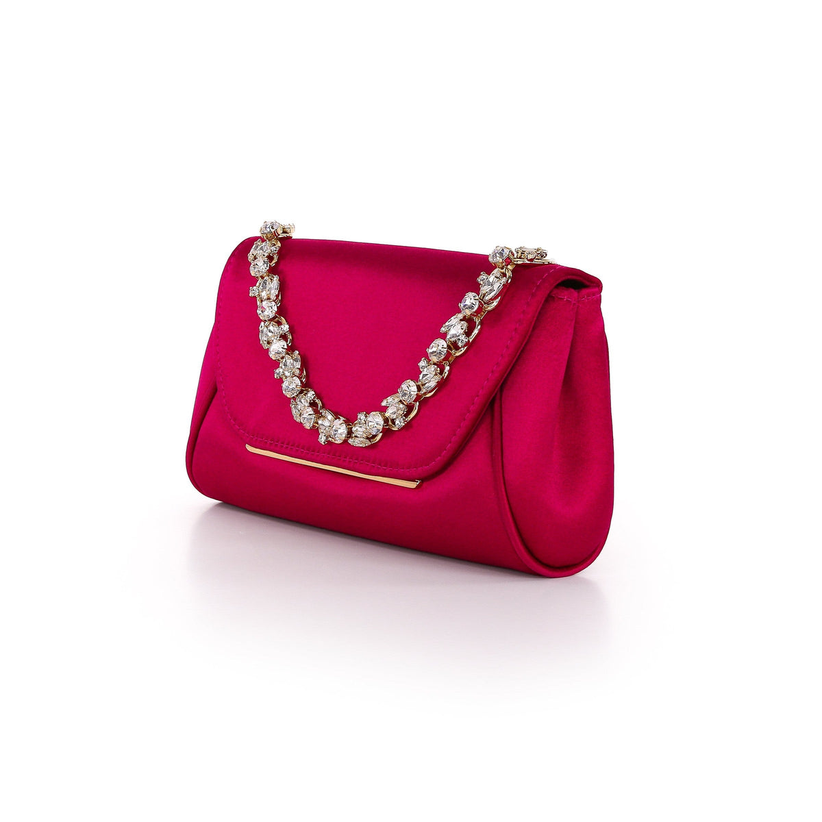 Seraphina Satin Clutch with Crystal Necklace Handslip