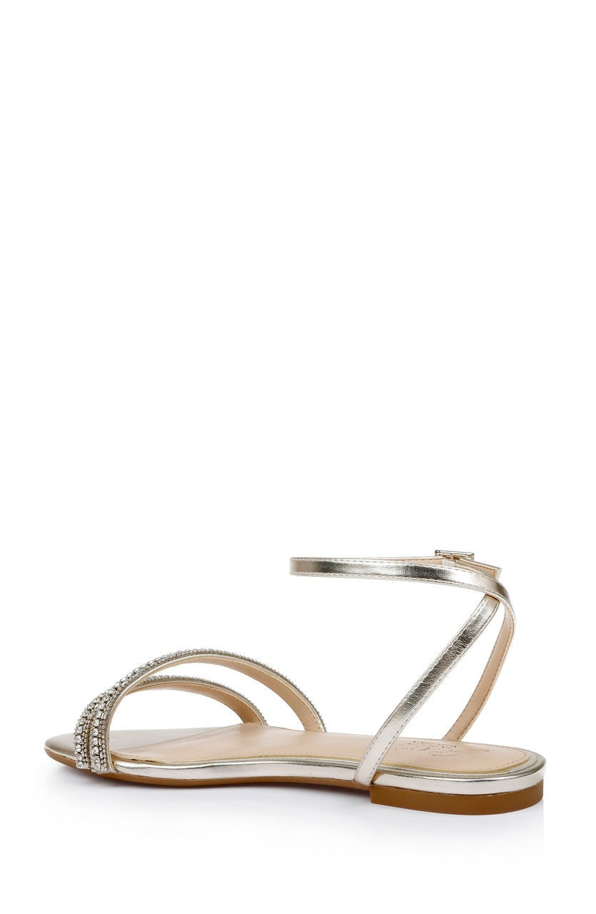 Roslyn Metallic Flat Sandal with Crystals