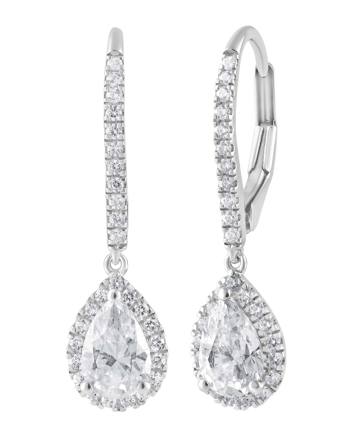 Diamond Halo Pear Drop Earrings