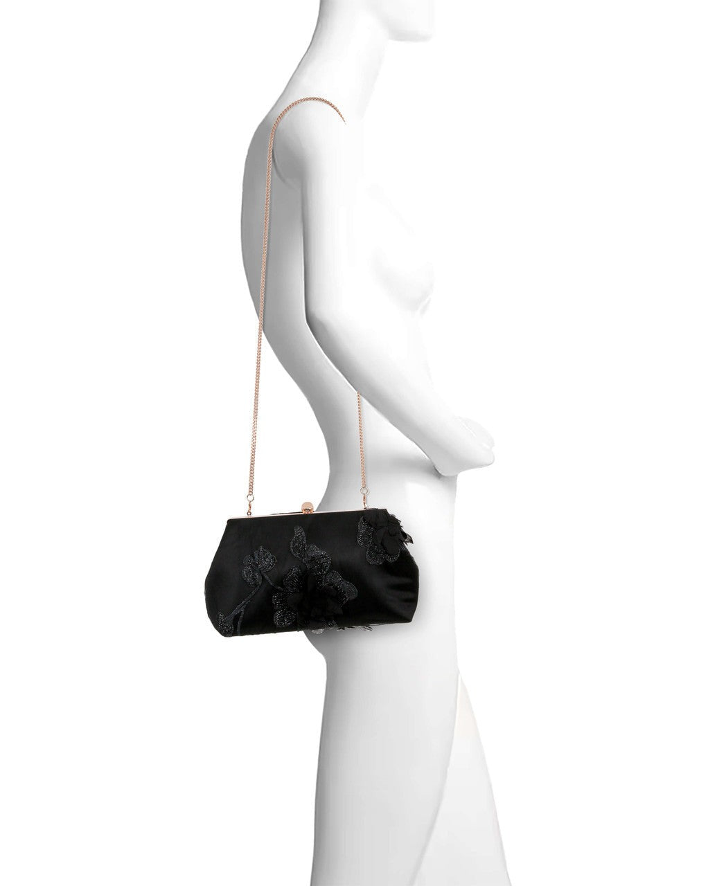 Lila Floral Applique Pouch Clutch