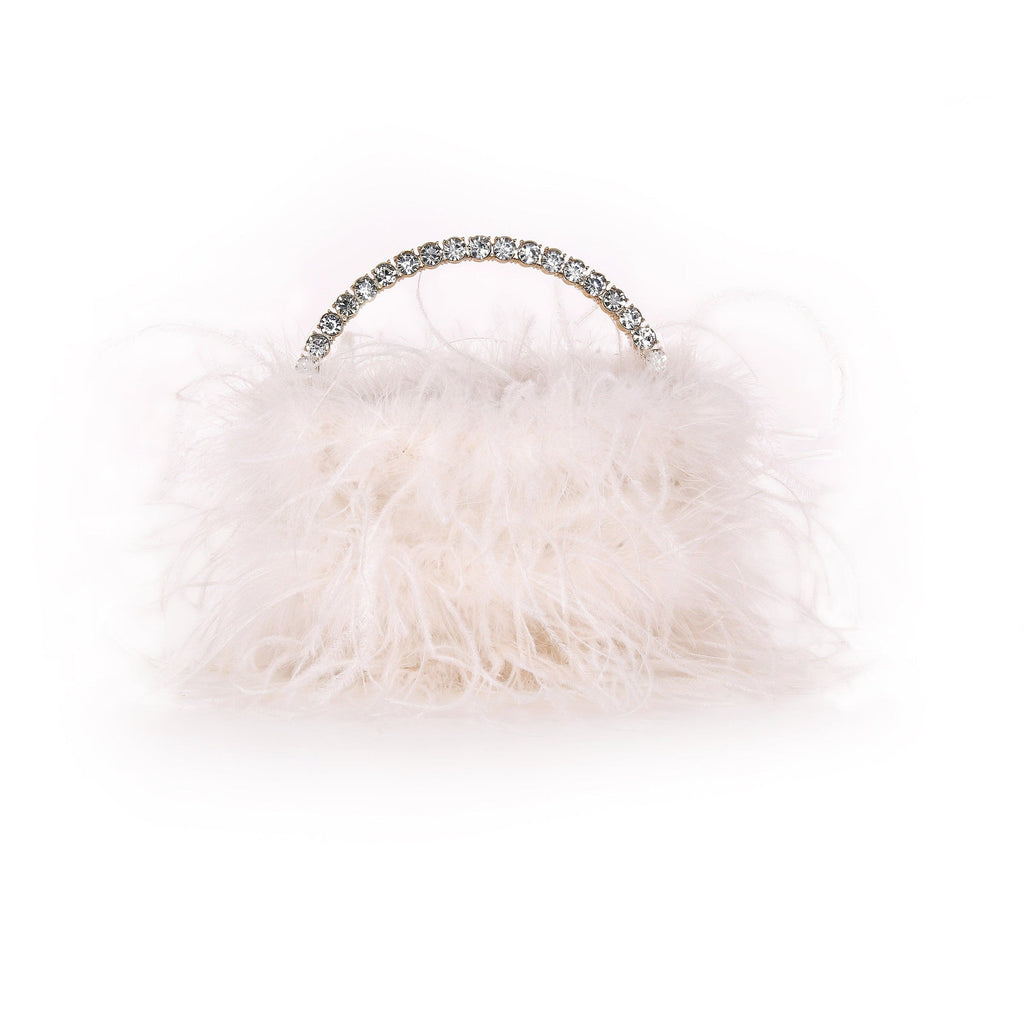 Raven Ostrich Feather Pouch Halfmoon Handle