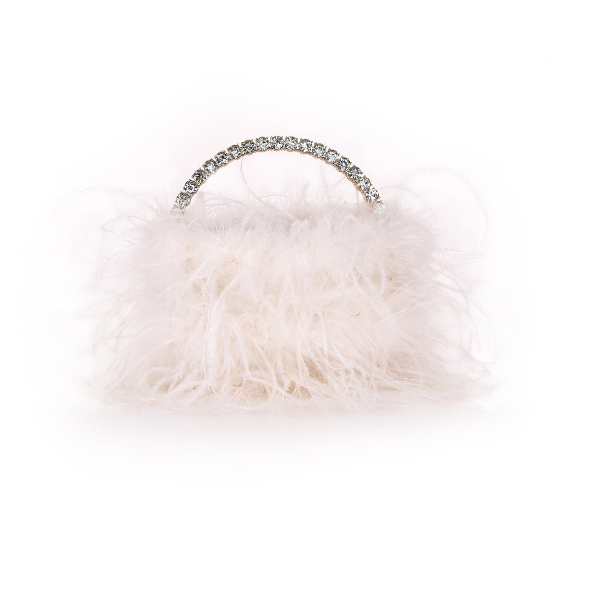 Raven Ostrich Feather Pouch Halfmoon Handle