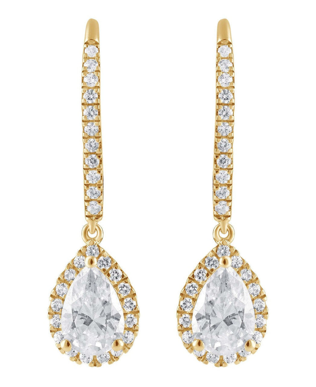 Diamond Halo Pear Drop Earrings