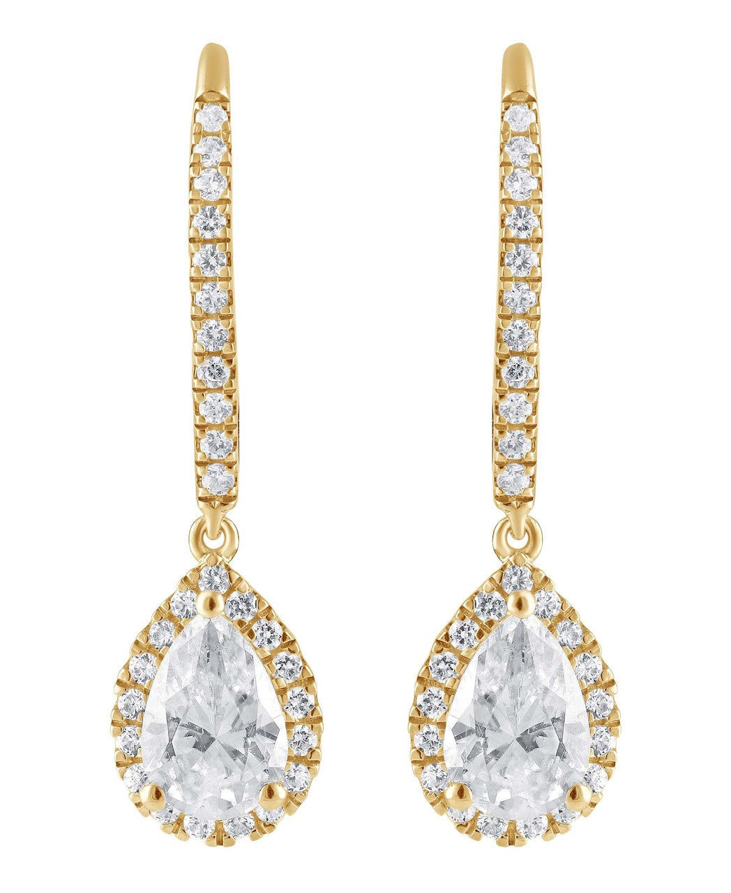 Diamond Halo Pear Drop Earrings