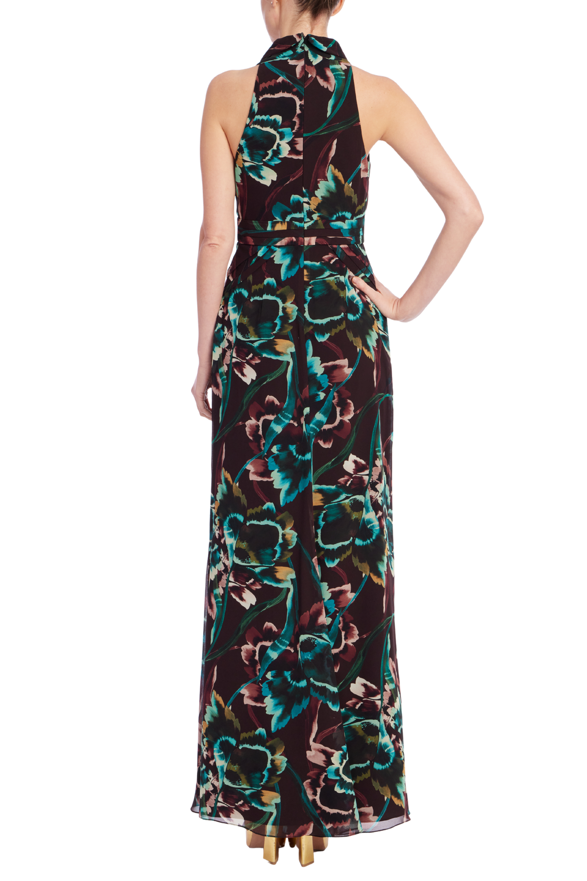 Floral Halter Neck Column Gown